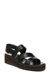 Vince Skylar Womens Leather Slingback Wedge Sandals In Black