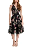 DRESS THE POPULATION HARLOW FLORAL EMBROIDERED A-LINE DRESS