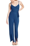 Dress The Population Stevie Jumpsuit In Peacock Blue