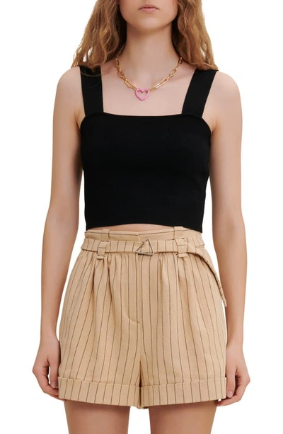 Maje Cropped Square-neck Vest Top In Black