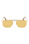 Lanvin Jl 58mm Rectangular Sunglasses In Gold / Caramel