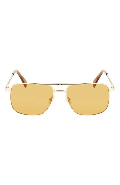 Lanvin Jl 58mm Rectangular Sunglasses In 709 Gold / Caramel