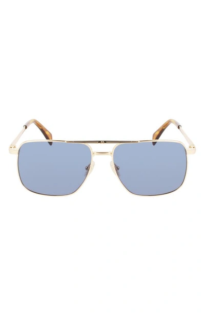 Lanvin Jl 58mm Rectangular Sunglasses In Gold Blue