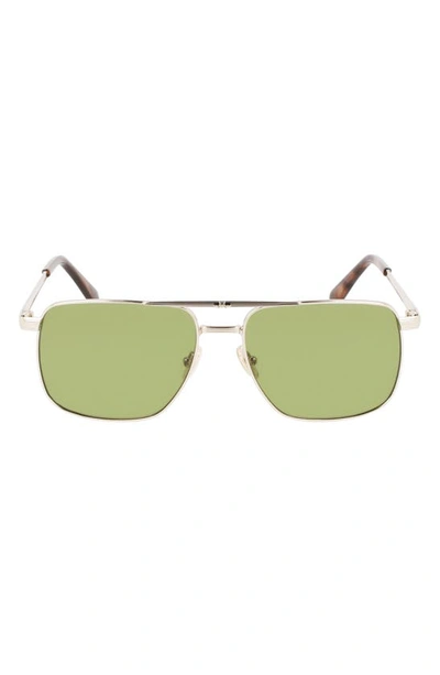 Lanvin Jl 58mm Rectangular Sunglasses In Gold Green