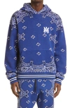 Amiri Bandana B-ball Cotton & Cashmere Hoodie Sweater In Blue/ Black
