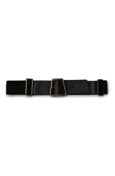 Akris Trapezoid Buckle Leather Belt In Black