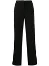 Theory Elasticated-waist Straight-leg Trousers In Black