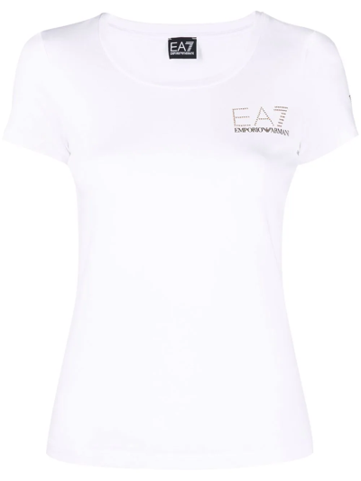 Ea7 Logo-print Short-sleeved T-shirt In Weiss