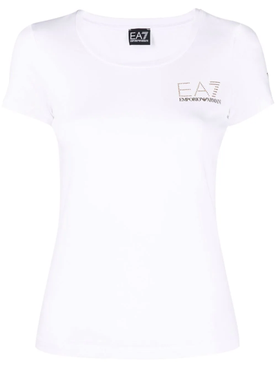 Ea7 Logo-print Short-sleeved T-shirt In White