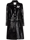 Courrèges Logo-print Lacquered-effect Trench Coat In Black
