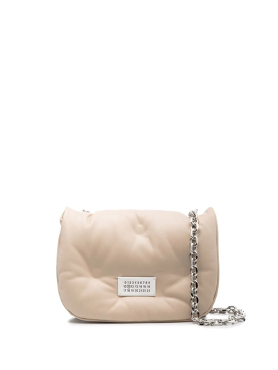 Maison Margiela Quilted Logo-plaque Crossbody Bag In Neutrals