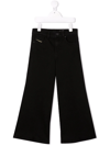 Diesel Teen Wide-leg Cotton Jeans In Black