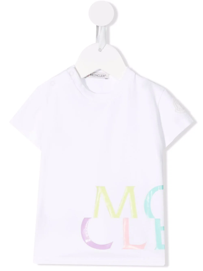 Moncler Babies' Logo-print Short-sleeved T-shirt In White