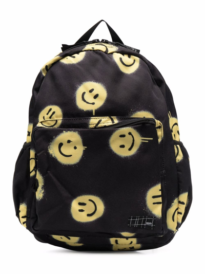 Molo Kids' Smile Print Recycled Tech Backpack In Yellow