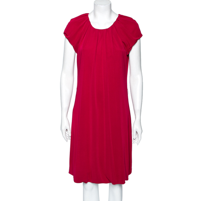 Pre-owned Moschino Cheap And Chic Moschino Cheap & Chic Fuchsia Jersey Pleated Yolk Detail Dress S In Pink