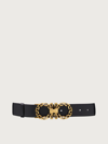 Ferragamo Gancini Buckle Leather Belt In Black