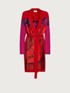 Ferragamo Heritage-print Long Belted Cardigan In Pink