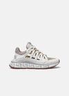 Versace Nylon And Leather Sneakers With Baroque Motif In White