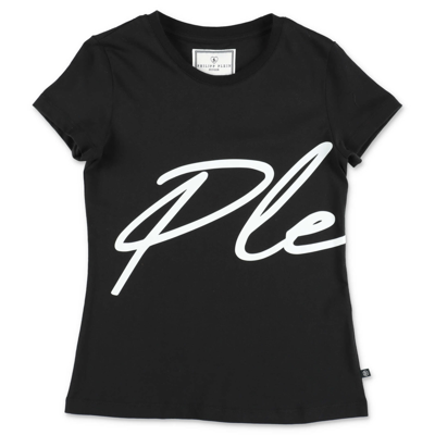 Philipp Plein Kids'  T-shirt Nera In Jersey Di Cotone In Black