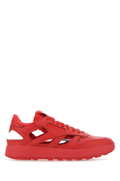 Maison Margiela X Reebok Decortique Cutout Leather Sneakers In Red