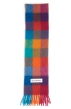 Shop Acne Studios Vally Plaid Alpaca, Wool & Mohair Blend Scarf In Fuchsia Pink/ Yellow/ Blue