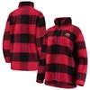 G-iii 4her By Carl Banks Women's  Red, Black Chicago Blackhawks Plaid Sherpa Quarter-zip Jacket In Black