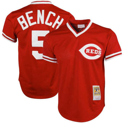 Mitchell & Ness Johnny Bench Red Cincinnati Reds Cooperstown Collection Big & Tall Mesh Batting Prac