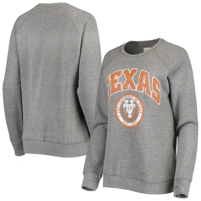 Pressbox Women's Heathered Gray Texas Longhorns Distressed Edith Vintage-like Knobi Fleece Crew Sweatshirt