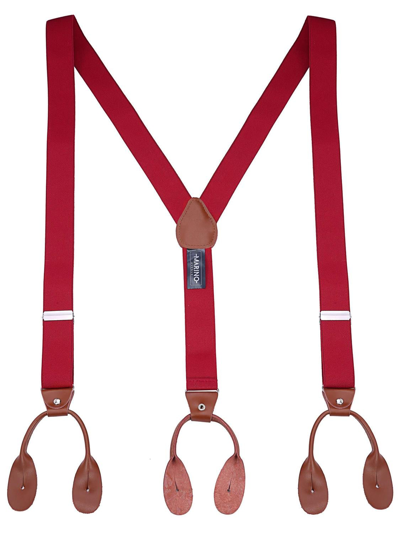 Mio Marino Double Looped 1.25" Wide Suspender And Bow Tie Set In Red