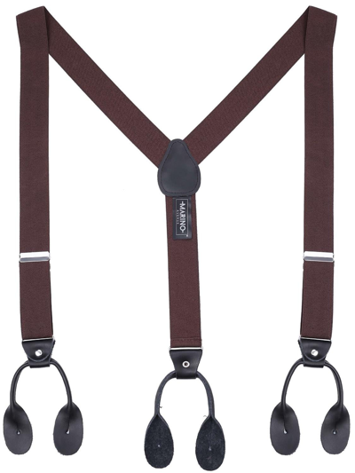 Mio Marino Double Looped 1.25" Wide Suspender And Bow Tie Set In Light Brown