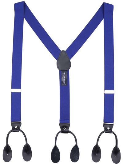 Mio Marino Double Looped 1.25" Wide Suspender And Bow Tie Set In Royal Blue