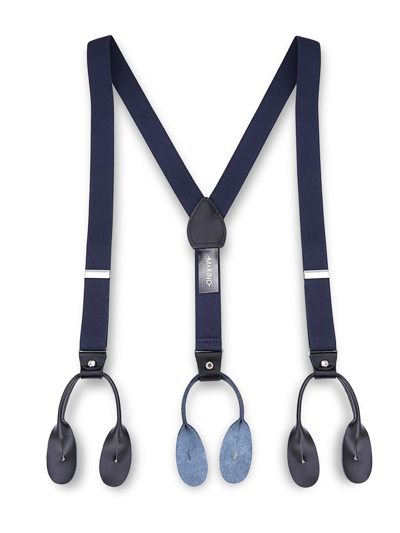 Mio Marino Double Button Suspender And Bow Tie Set In Navy