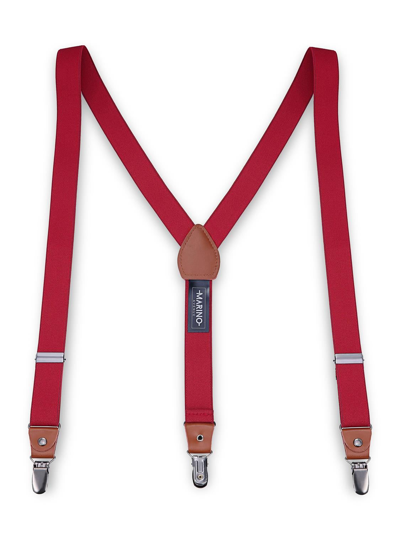Mio Marino Textu Strap 1" Wide Suspender And Bow Tie Set In Red