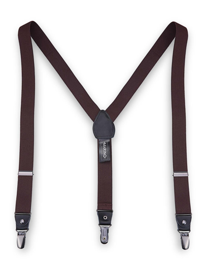 Mio Marino Textured Strap 1" Wide Suspender And Bow Tie Set In Brown