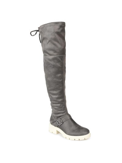 Journee Collection Women's Salisa Extra Wide Calf Lug Sole Boots In Grey