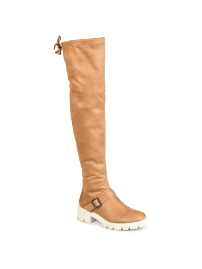 Journee Collection Women's Salisa Extra Wide Calf Lug Sole Boots In Tan