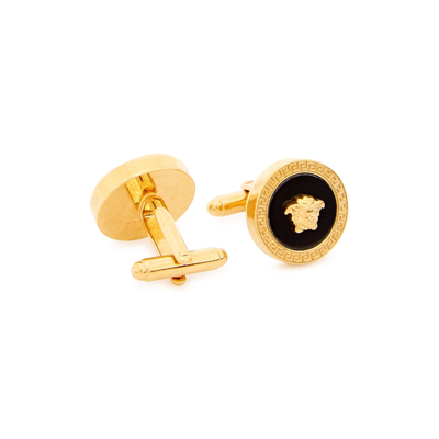 Versace Black And Gold Earrings With Medusa Detail In Metal Woman