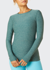 Beyond Yoga Classic Crew Pullover W/ Thumbholes In Rainforest Blue H