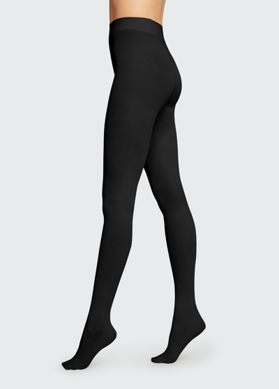Wolford Mary Cotton Rib Tights In Black