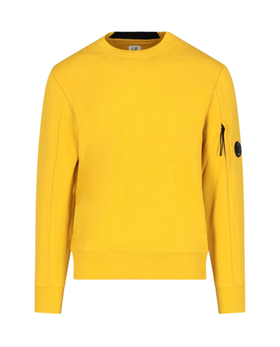C.p. Company Diagonal Raised Fleece Crew Neck Sweatshirt Nugget Gold In Yellow & Orange
