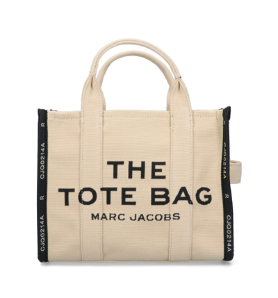 Marc Jacobs The Jacquard Small Traveler Tote Bag In Beige