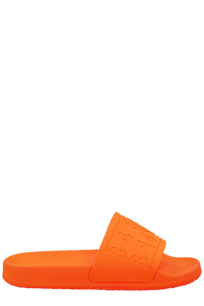 Mm6 Maison Margiela Slide Sandals With Logo In Orange