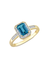 SONATINA WOMEN'S 14K YELLOW GOLD, LONDON BLUE TOPAZ & DIAMOND RING