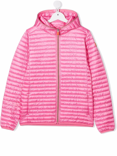 Save The Duck Kids' Logo-patch Padded Jacket In Pink
