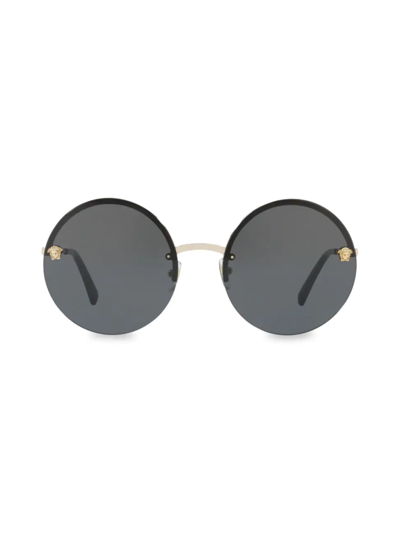 Versace Rimless Round Monochromatic Sunglasses, Gold/black In Grey
