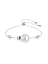 Swarovski Hollow Rhodium-plated Crystal Interlocking Circle Bracelet In Neutral