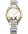 CITIZEN DISNEY BY CITIZEN FALLING MICKEY & MINNIE TWO-TONE STAINLESS STEEL BRACELET WATCH 35MM