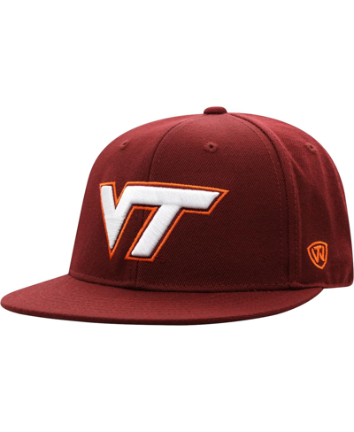 TOP OF THE WORLD MEN'S TOP OF THE WORLD MAROON VIRGINIA TECH HOKIES TEAM COLOR FITTED HAT
