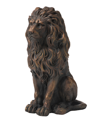 Glitzhome Guardian Standing Lion Statue In Brown