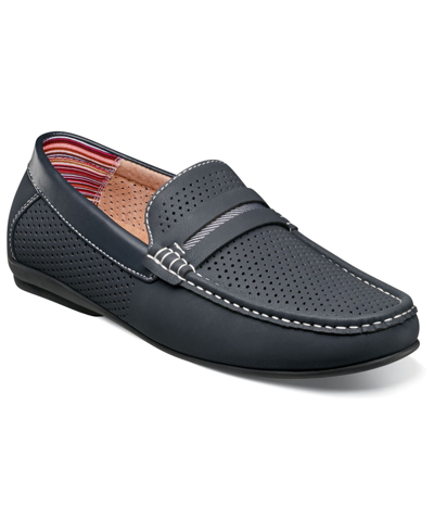 Stacy Adams Men's Corby Moccasin Toe Saddle Slip-on Loafer Men's Shoes In Navy